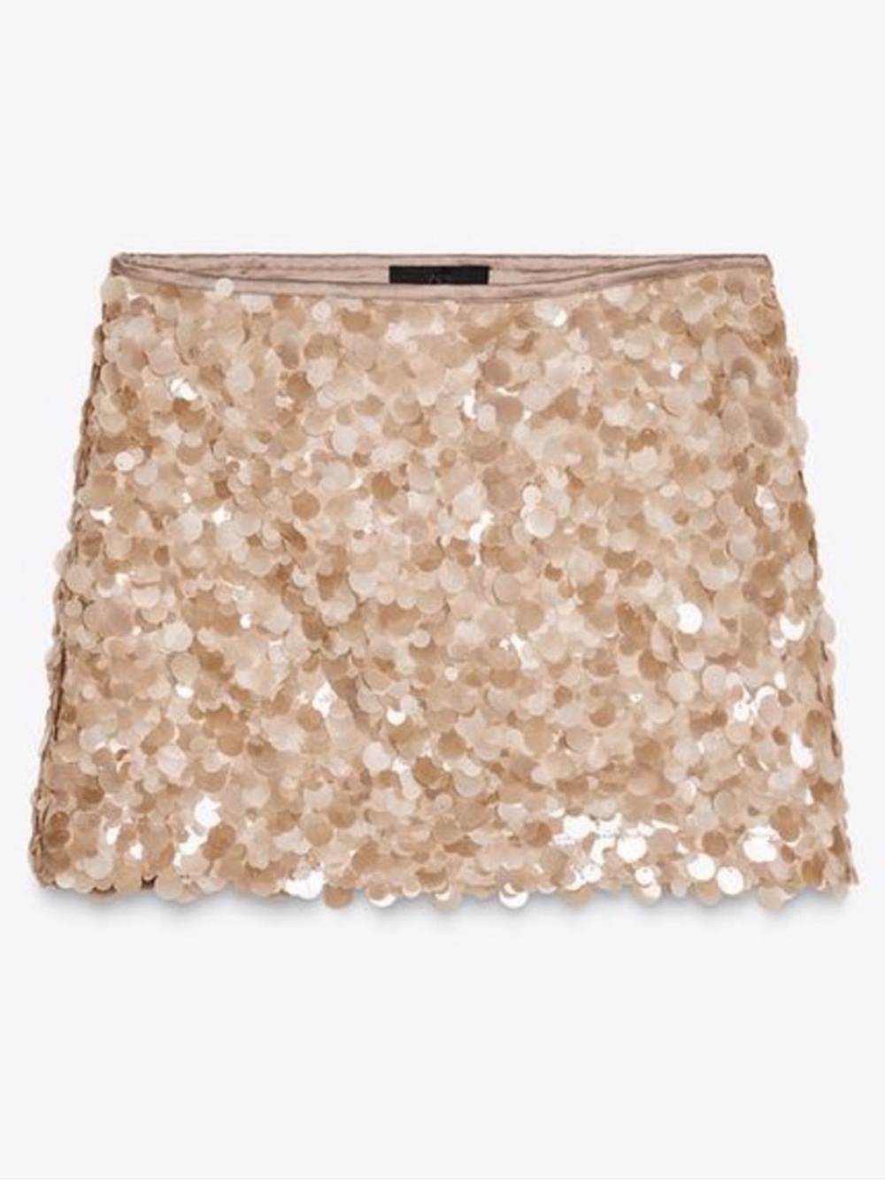 Zara Beige Oversized Sequin Skirt